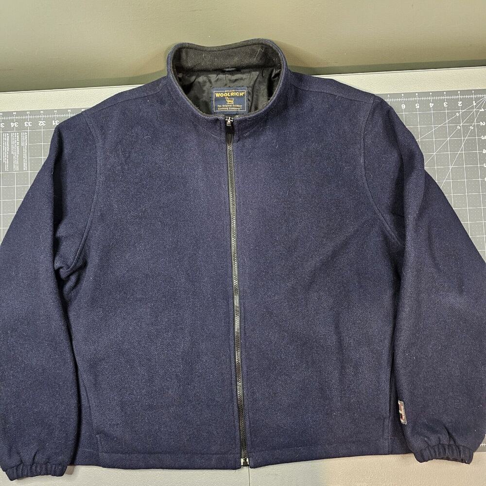 Vintage Woolrich Jacket Mens Large Bomber Wool Navy Heather 90s Classic Lined